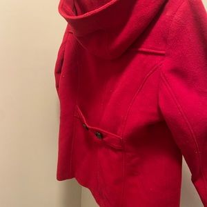 Red short pea coat w/ hood